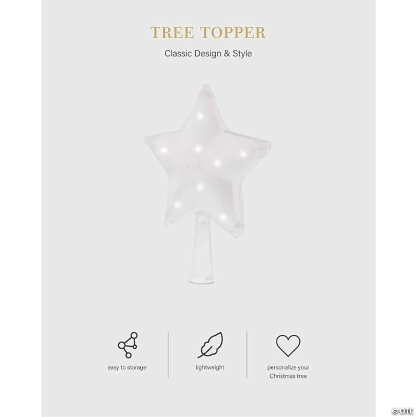 Tree Nest Christmas 3D Star Warm Lights Battery Operated Tree Topper, Clear