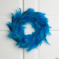 Two-Tone Feathers Glittered Christmas Wreath - 14.5" - Unlit - Turquoise