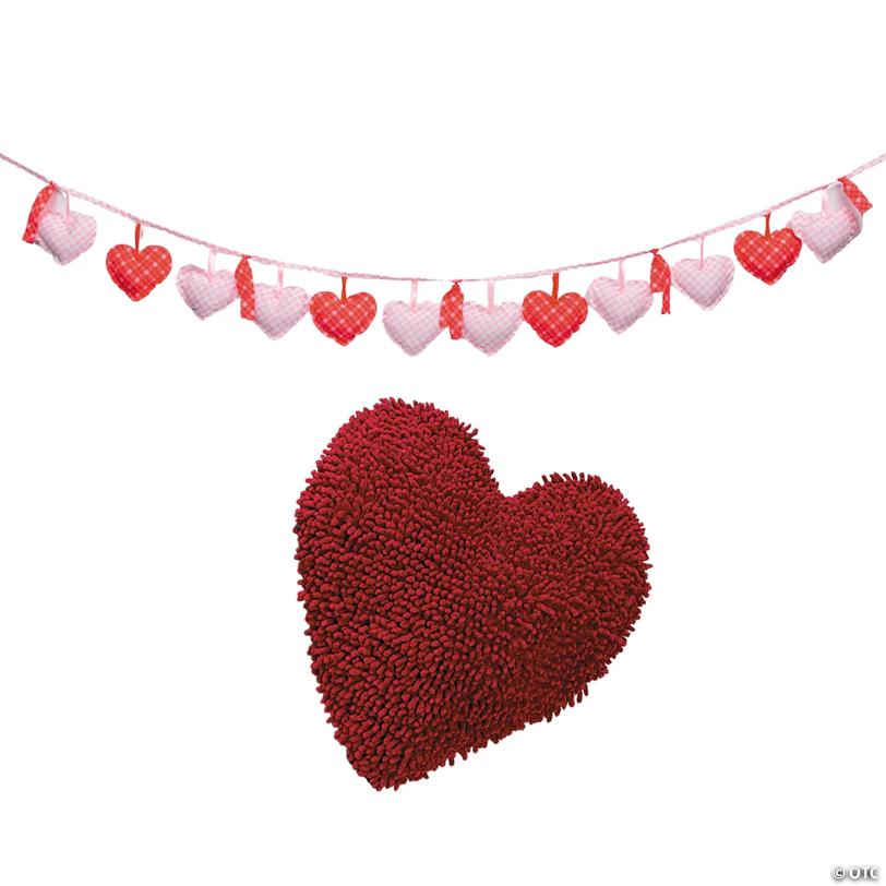 Valentine Heart Garland & Pillow Decorating Kit – 2 Pc.