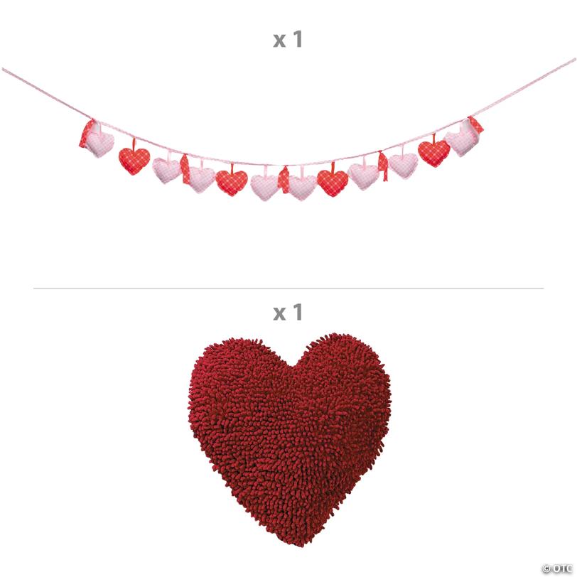 Valentine Heart Garland & Pillow Decorating Kit – 2 Pc.