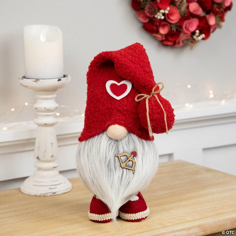 Valentine's Day Gnome Figurine with Bow and Arrow - 19.5" - Red