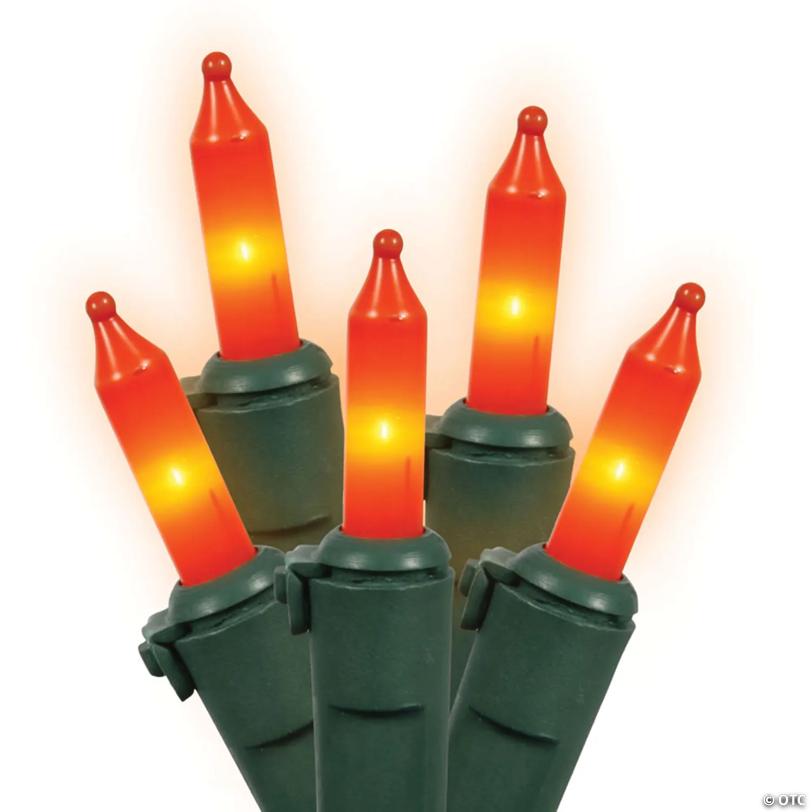 Vickerman 100 Amber Mini-Light on Green Wire, 46' Christmas Light Strand