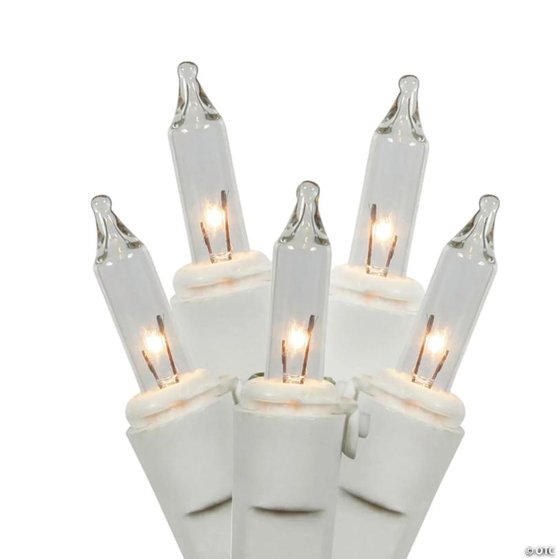 Vickerman 100 Clear Mini Light Icicle Light on White Wire, 9' Light Strand