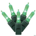 Vickerman 100 Green Italian LED Single Mold Light, Green Wire, 34' Light Strand