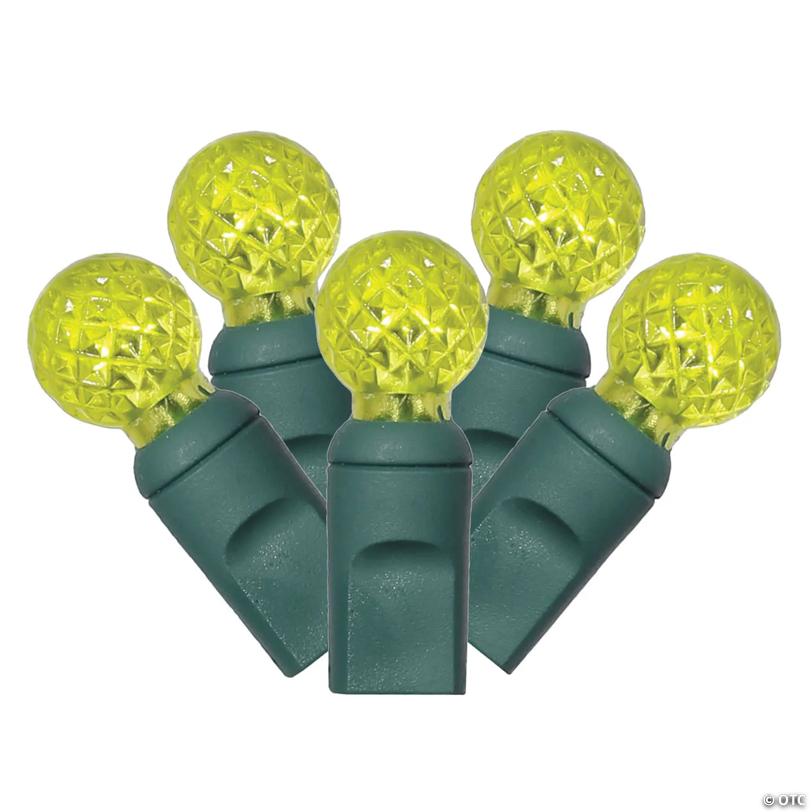Vickerman 100 Lime G12 LED Single Mold Light on Green Wire, 34' Light Strand