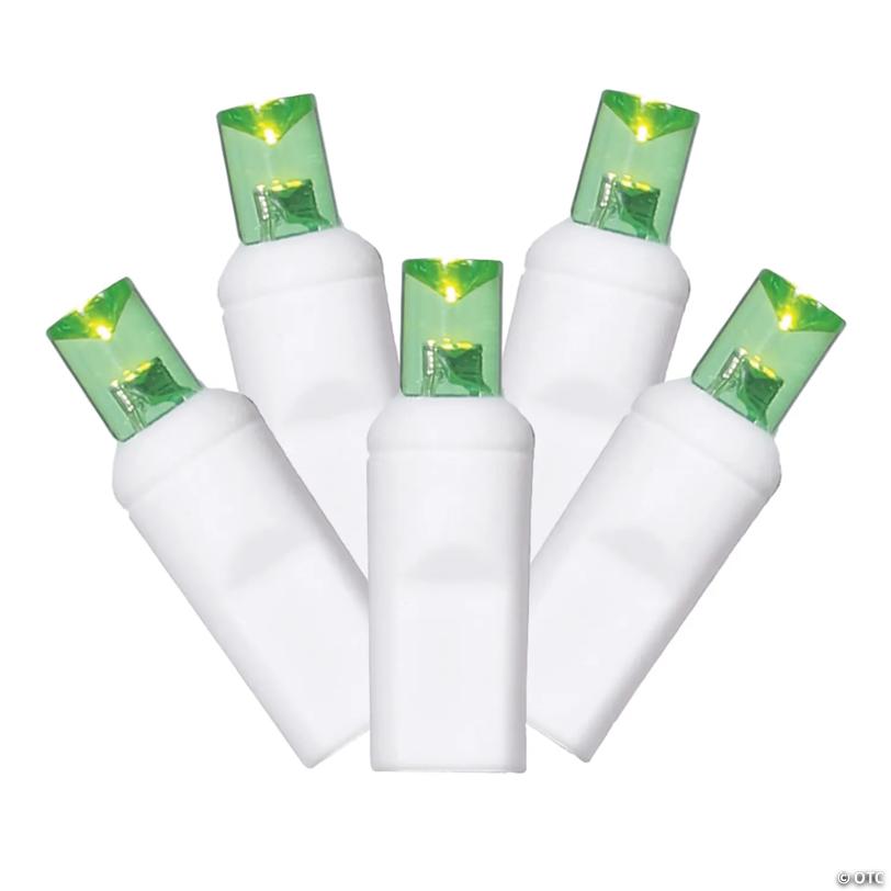 Vickerman 100 Lime Wide Angle LED Single Mold Light on White Wire, 34' Light Strand