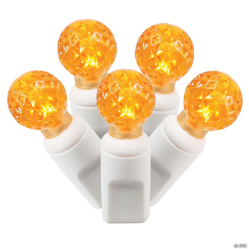 Vickerman 100 Orange G12 LED Single Mold Light on White Wire, 34' Light Strand