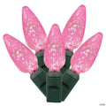 Vickerman 100 Pink C6 LED Single Mold Light on Green Wire, 34' Light Strand