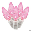 Vickerman 100 Pink C6 LED Single Mold Light on White Wire, 34' Light Strand