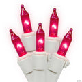 Vickerman 100 Pink Mini Light on White Wire, 33' Long Christmas Light Strand