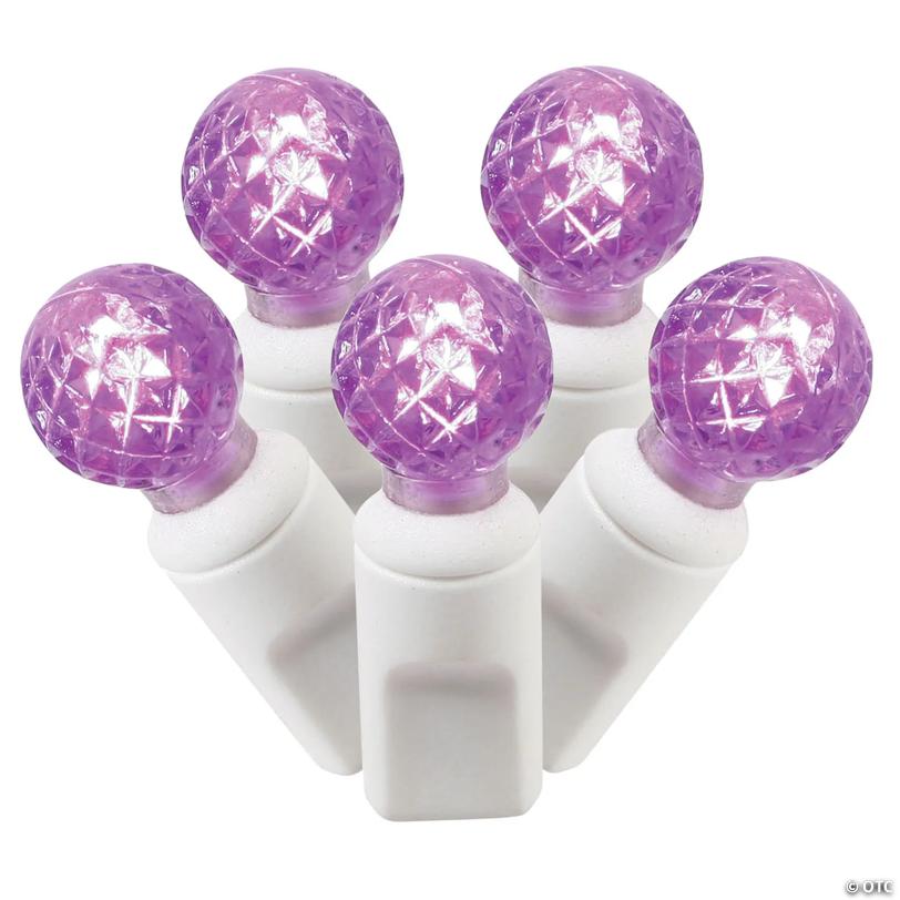 Vickerman 100 Purple G12 LED Single Mold Light on White Wire, 34' Light Strand
