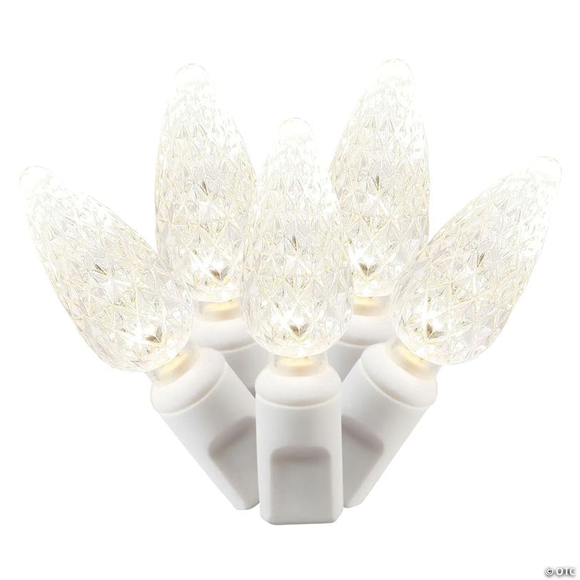 Vickerman 100 Warm White C6 LED Single Mold Light on White Wire, 34' Light Strand