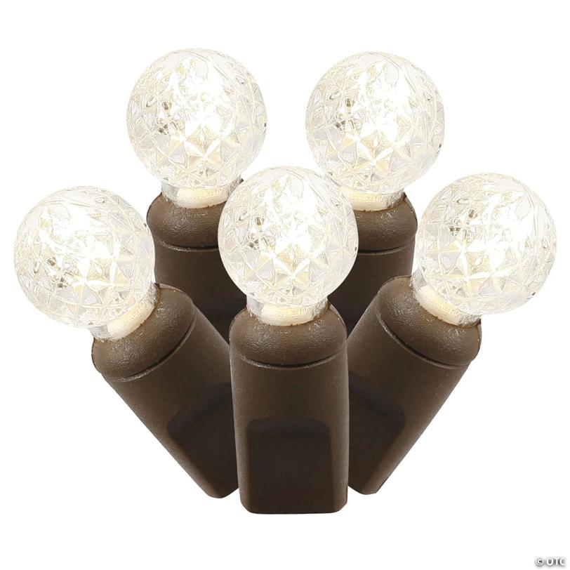 Vickerman 100 Warm White G12 LED Light on Brown Wire, 34' Light Strand