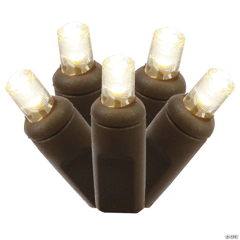 Vickerman 100 Warm White Wide Angle LED Light on Brown Wire, 34' Light Strand