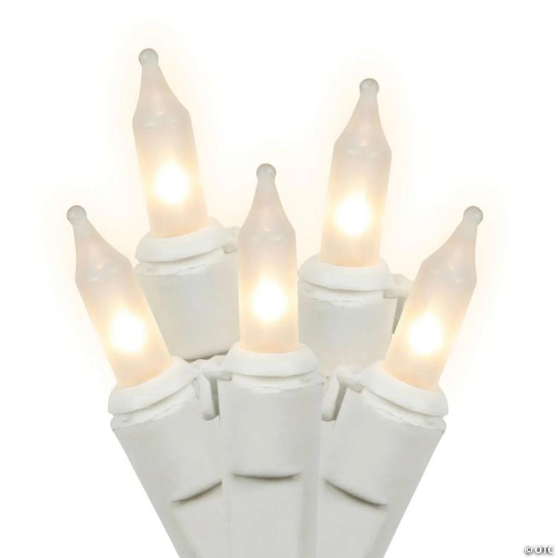 Vickerman 100 White Mini Light Icicle Light on White Wire, 9' Light Strand