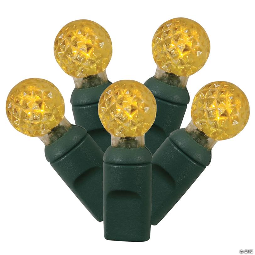 Vickerman 100 Yellow G12 LED Single Mold Light on Green Wire, 34' Light Strand
