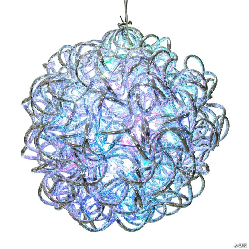 Vickerman 10" Spiral LED RGB Silver Aluminum Ball