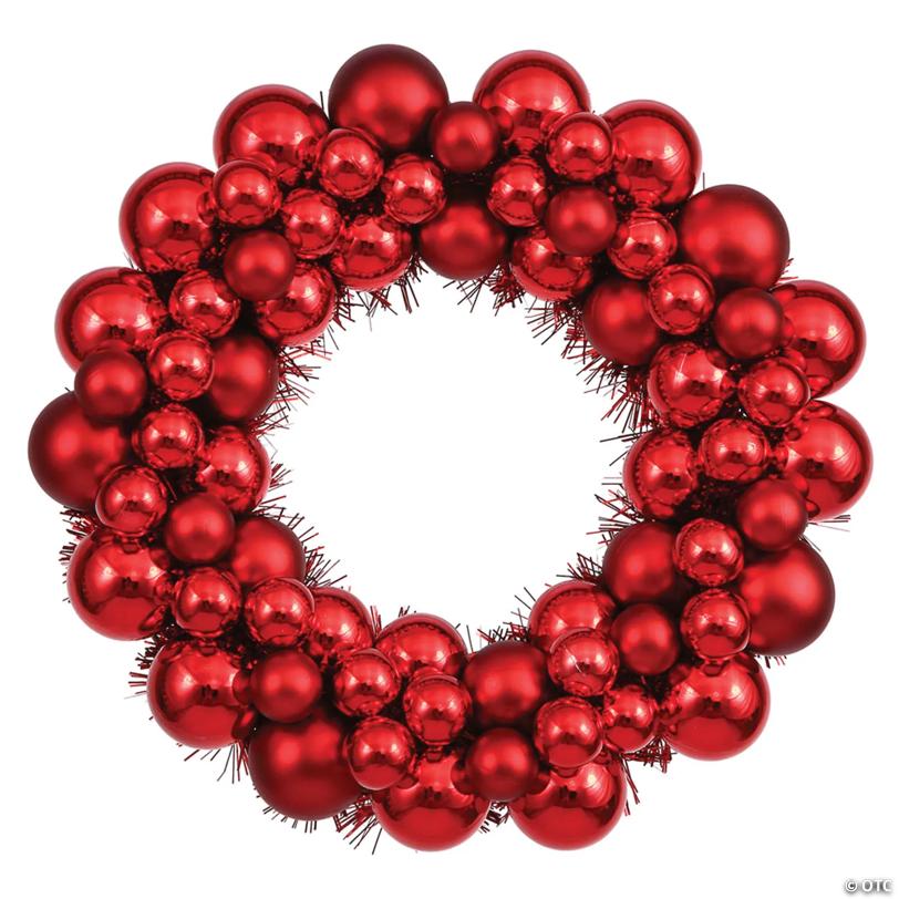 Vickerman 12" Red Shiny and Matte Ball Wreath