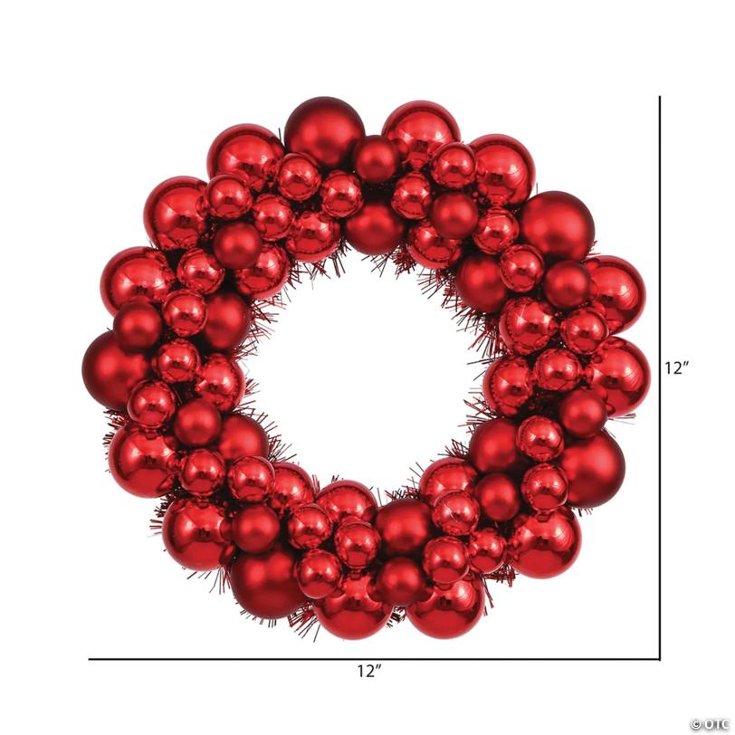 Vickerman 12" Red Shiny and Matte Ball Wreath