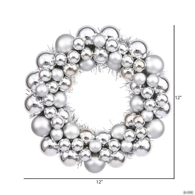 Vickerman 12" Silver Shiny and Matte Ball Wreath