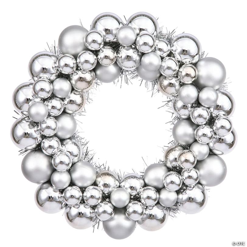 Vickerman 12" Silver Shiny and Matte Ball Wreath