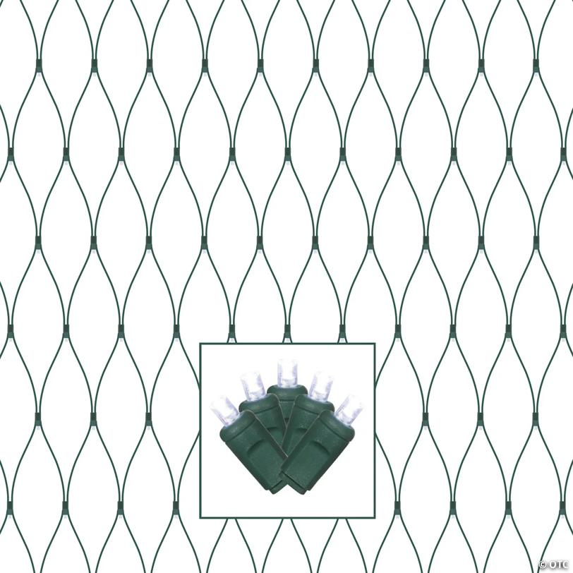 Vickerman 150 Christmas Lights 2'x8' LED Cool White with Green Wire Wide Angle Net