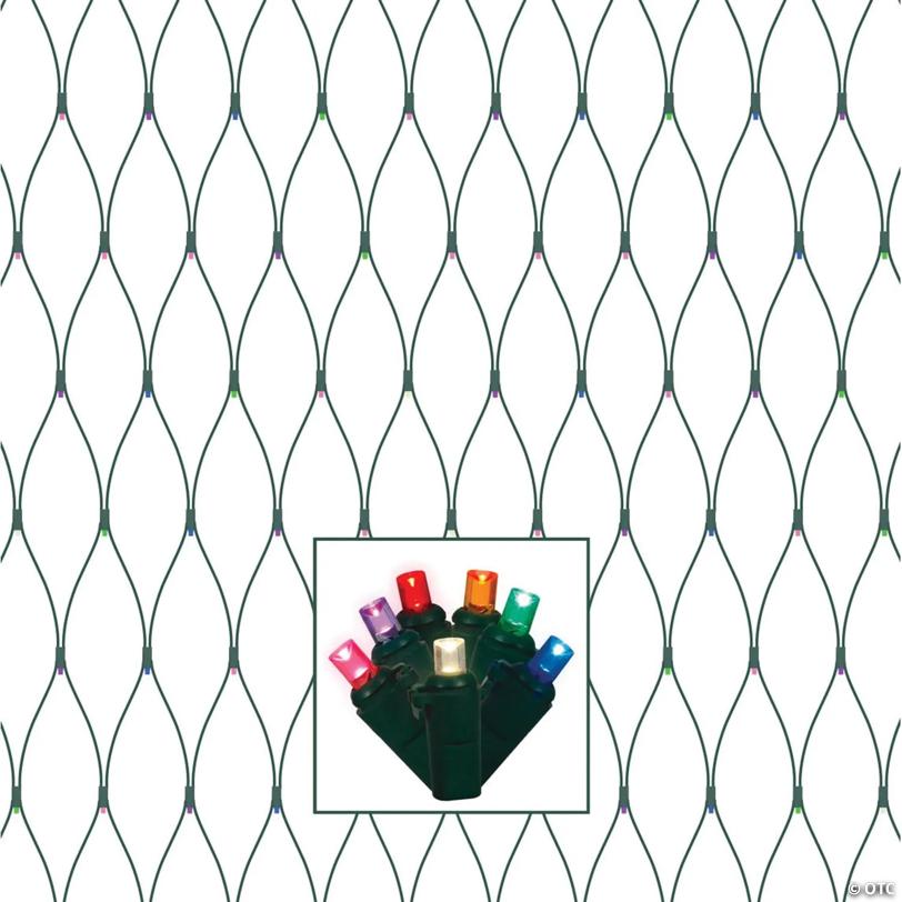 Vickerman 150 Multi-Colored Wide Angle LED Christmas Net Light Set, Green Wire
