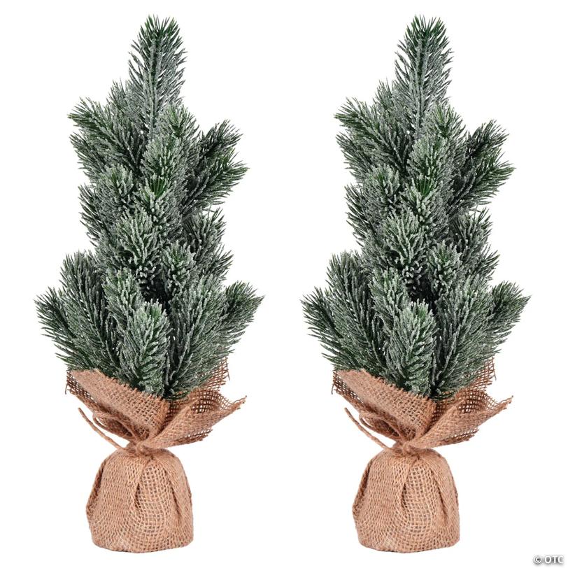 Vickerman 15" Frosted Spruce Sapling Artificial Christmas Tree, Unlit, 2 Pack