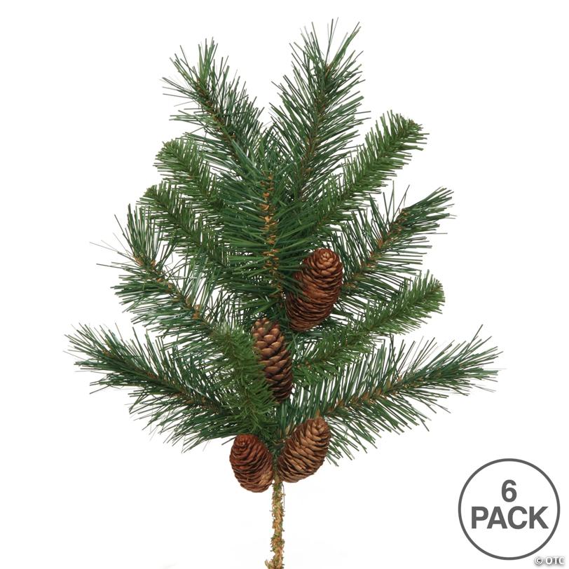 Vickerman 18" Cheyenne Pine Artificial Christmas Spray. Includes 6 sprays per pack.