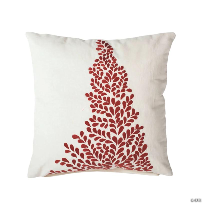 Vickerman 18" x 18 Decorative Red Stitched Christmas Tree Throw Pillow