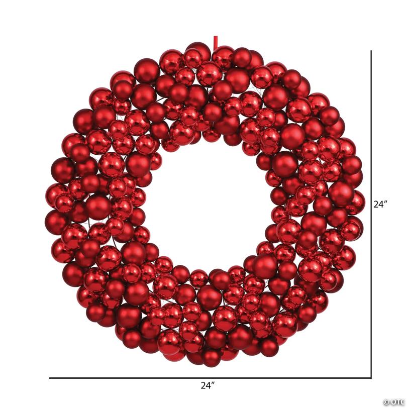 Vickerman 22" Red Shiny and Matte Ball Wreath