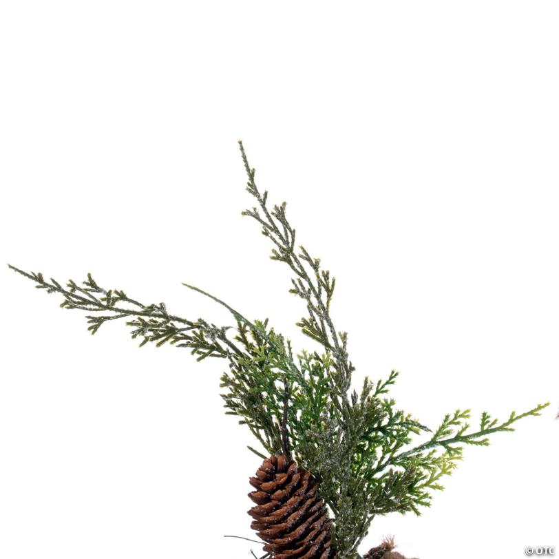 Vickerman 24" Artificial Snow Cedar Hanging Wreath with Pinecones.