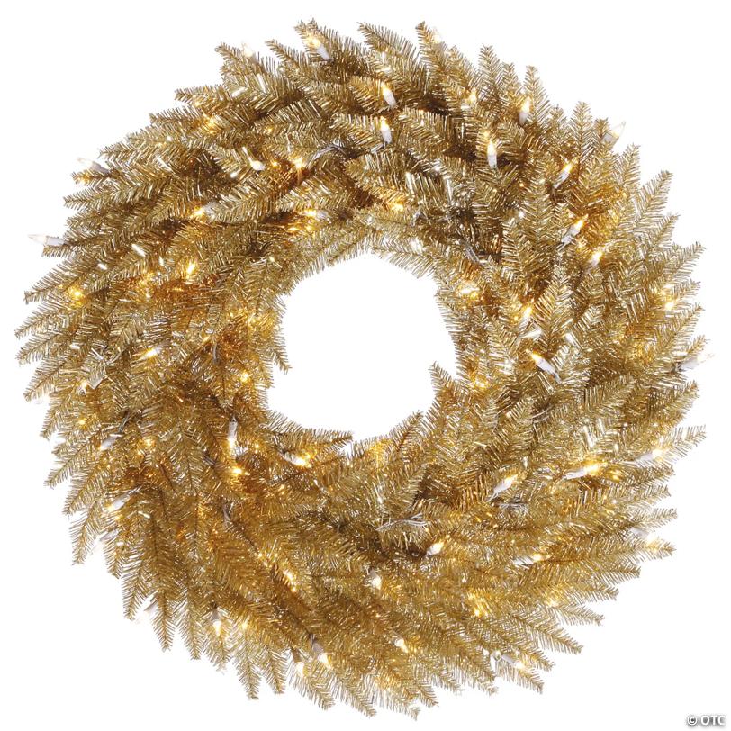 Vickerman 24" Champagne Fir Christmas Wreath with Warm White LED Lights