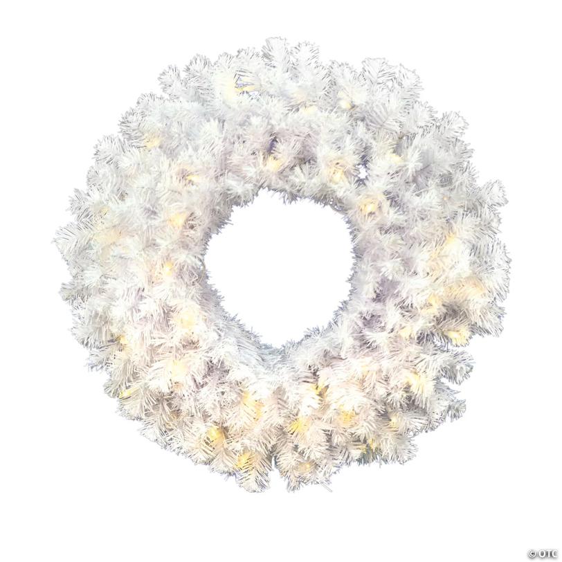 Vickerman 24" Crystal White Spruce Christmas Wreath with Warm White LED Lights