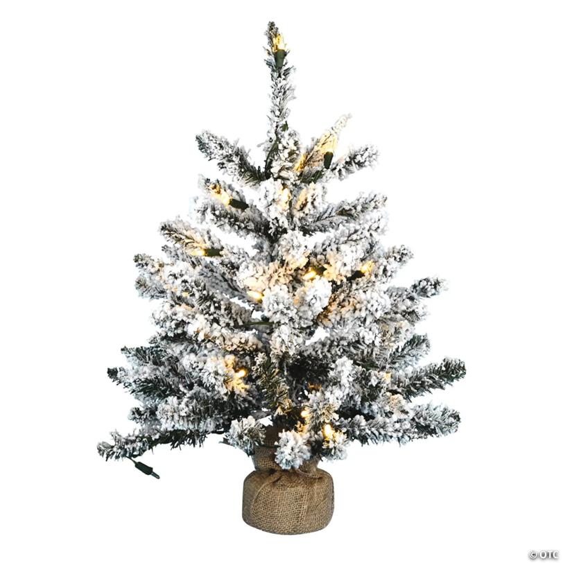 Vickerman 24" Flocked Anoka Pine Christmas Tree with Warm White LED Lights