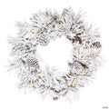 Vickerman 24" Flocked Atka Artificial Christmas Wreath, Warm White LED lights