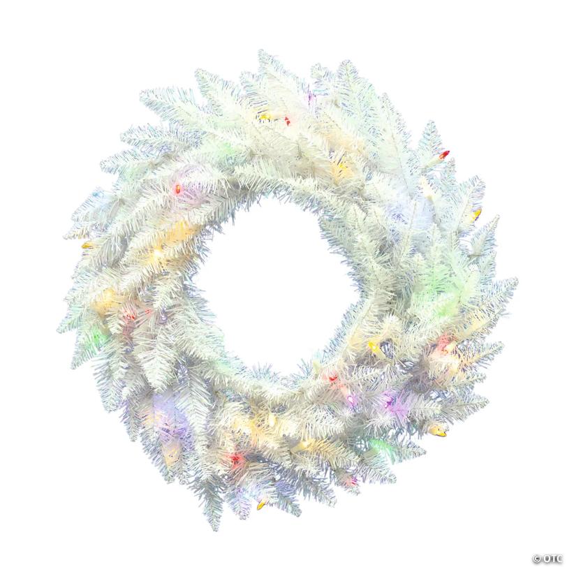Vickerman 24" Sparkle White Spruce Christmas Wreath with Multi-Colored LED Lights