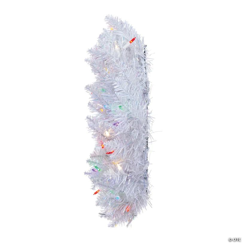 Vickerman 24" Sparkle White Spruce Christmas Wreath with Multi-Colored LED Lights