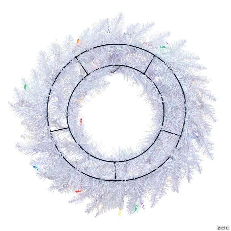 Vickerman 24" Sparkle White Spruce Christmas Wreath with Multi-Colored LED Lights