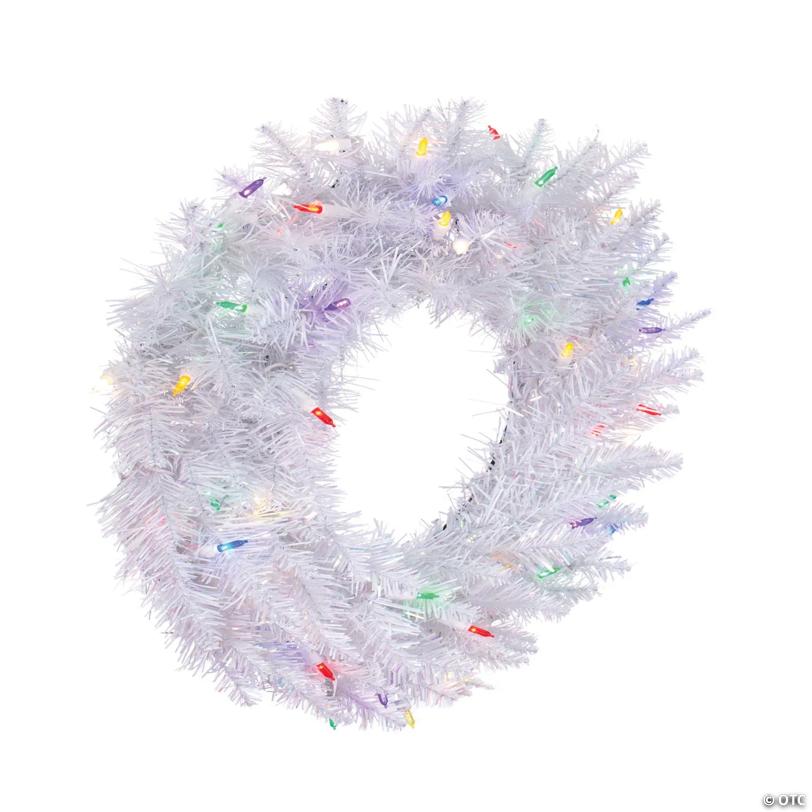 Vickerman 24" Sparkle White Spruce Christmas Wreath with Multi-Colored LED Lights