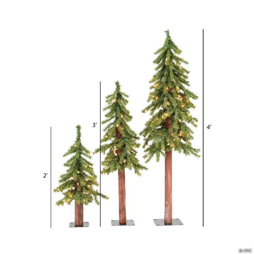Vickerman 2' 3' 4' Natural Alpine Tree Set with Warm White Lights