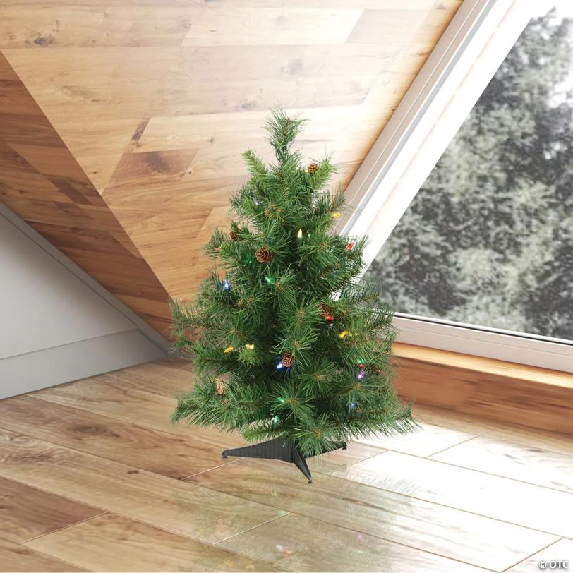 Vickerman 2' Cheyenne Pine Christmas Tree with Multi-Colored LED Lights