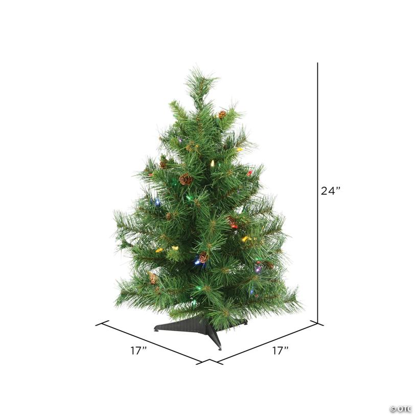 Vickerman 2' Cheyenne Pine Christmas Tree with Multi-Colored LED Lights