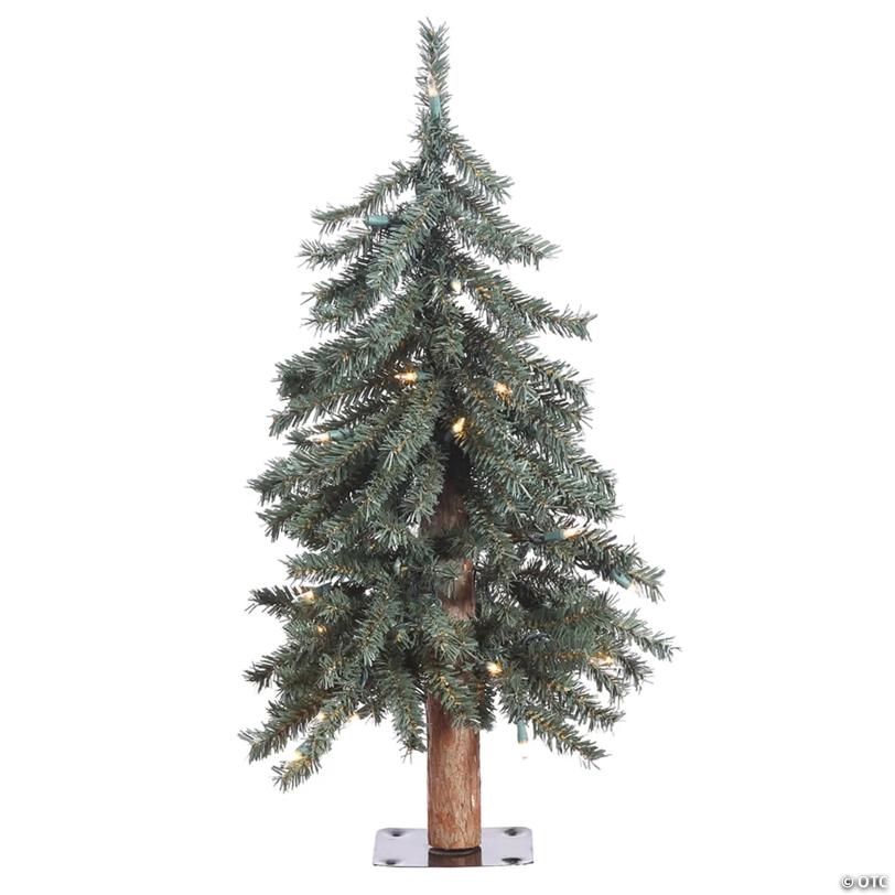 Vickerman 2' Natural Bark Alpine Christmas Tree with Warm White LED Lights