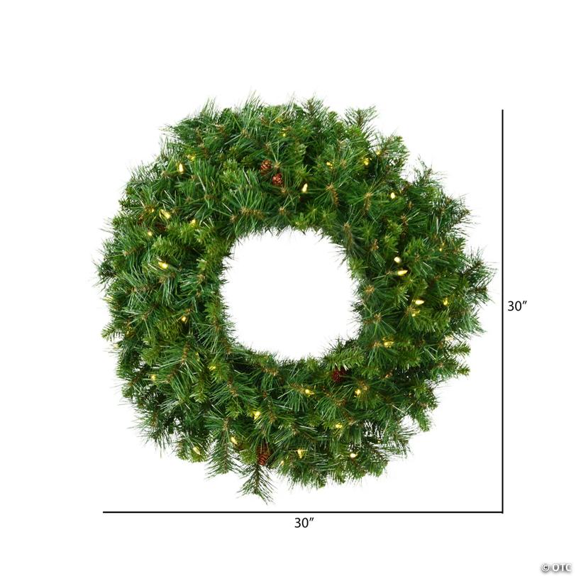 Vickerman 30" Cheyenne Pine Artificial Christmas Wreath, Warm White LED Lights