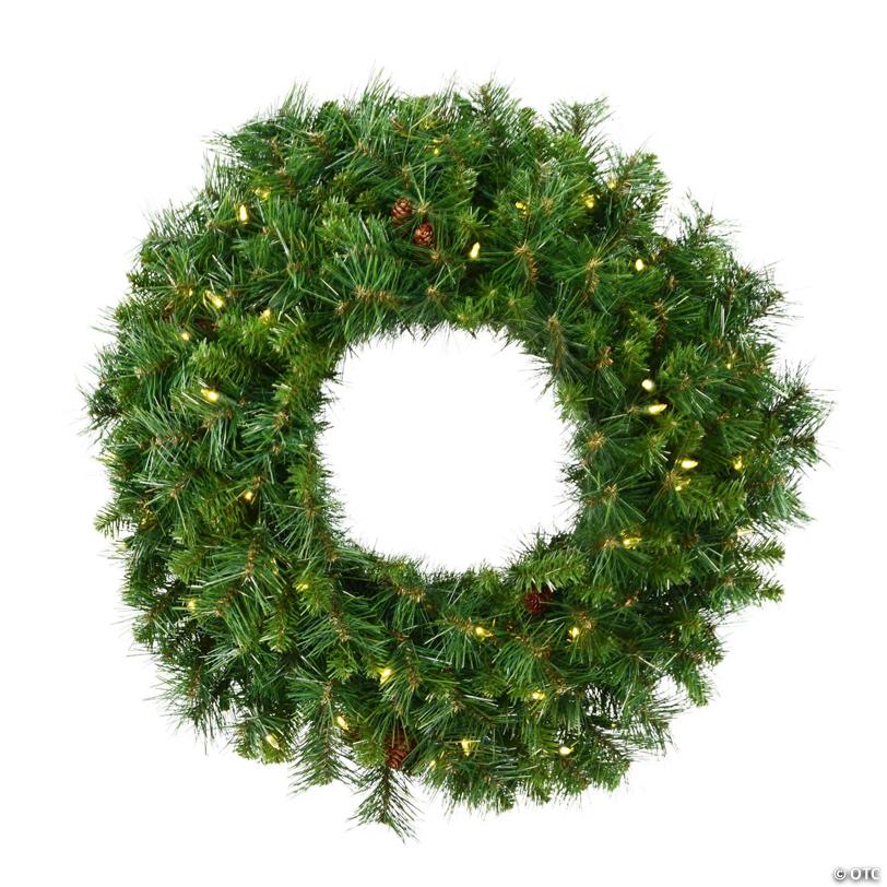 Vickerman 30" Cheyenne Pine Artificial Christmas Wreath, Warm White LED Lights