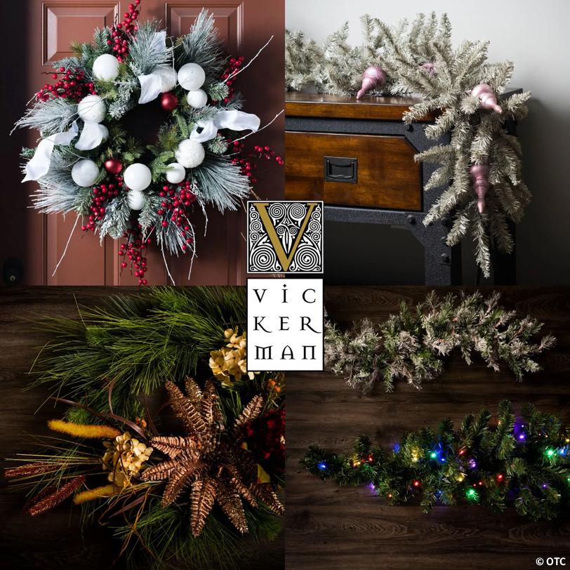 Vickerman 30" Cheyenne Pine Artificial Christmas Wreath, Warm White LED Lights