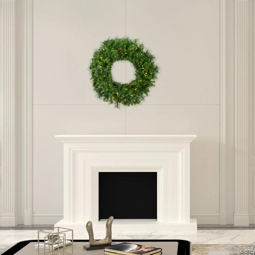 Vickerman 30" Cheyenne Pine Artificial Christmas Wreath, Warm White LED Lights