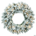 Vickerman 30" Flocked Utica Fir Artificial Pre-Lit Wreath with 50 Warm White LED Mini Lights and 170 Realistic Flocked PVC Tips