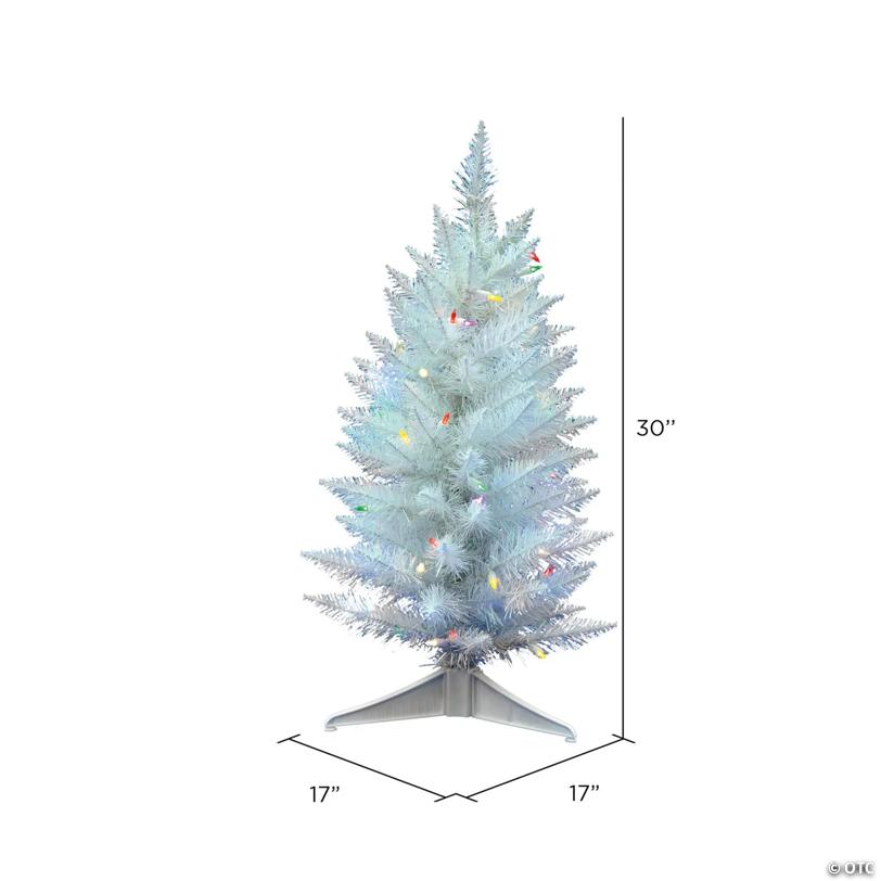 Vickerman 30" Sparkle White Spruce Pencil Christmas Tree with Multi-Colored LED Lights